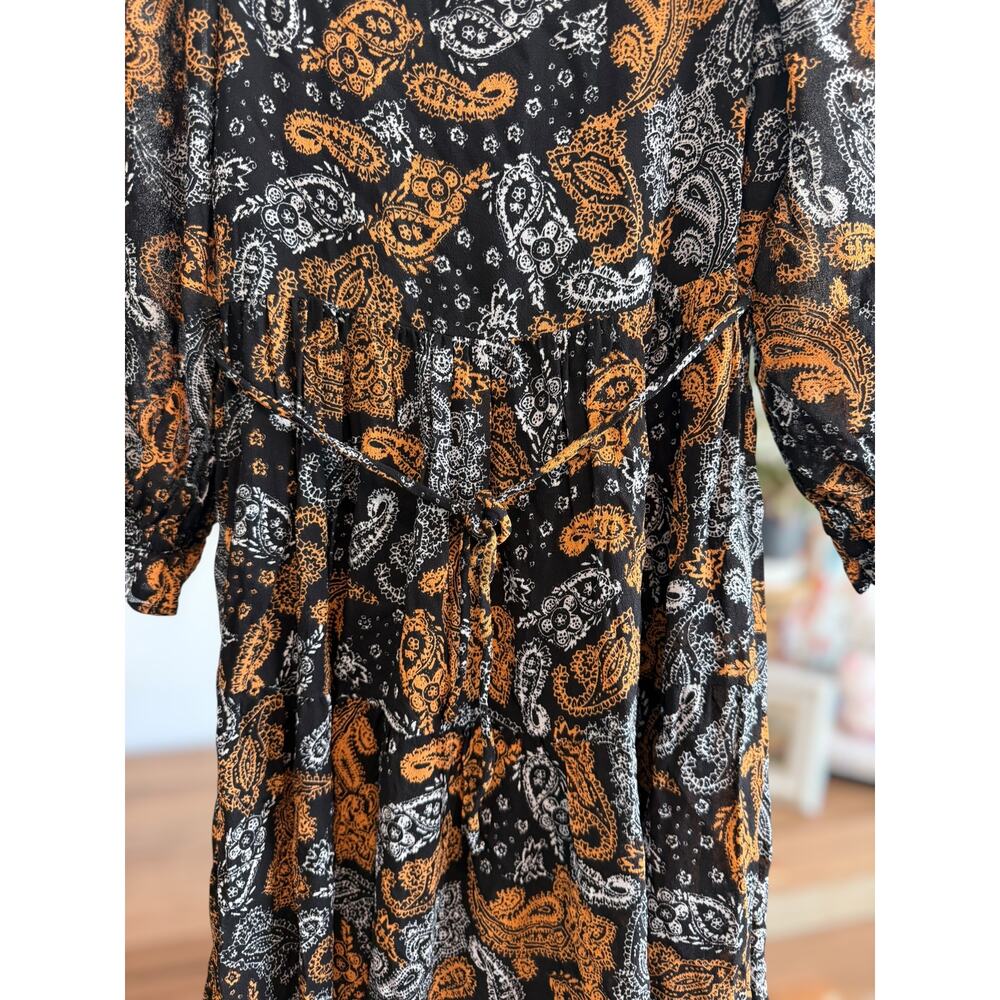 Faithfull The Brand Matisse Floral Midi Dress Orange & Black Women's Size 2/XS - Picture 12 of 16